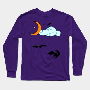 Moon Cloud Stars and Bats Long Sleeve T-Shirt